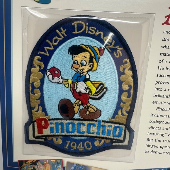Walt Disneys Pinocchio 1940 Willabee & Ward Collectible Patch With Info Card - Picture 2 of 4
